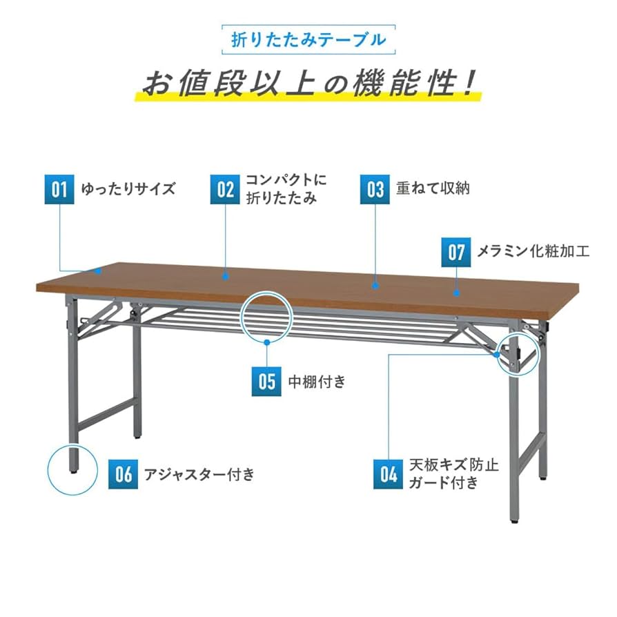 Amazon.co.jp: 法人様向け カグクロ 折りたたみ会議テーブル